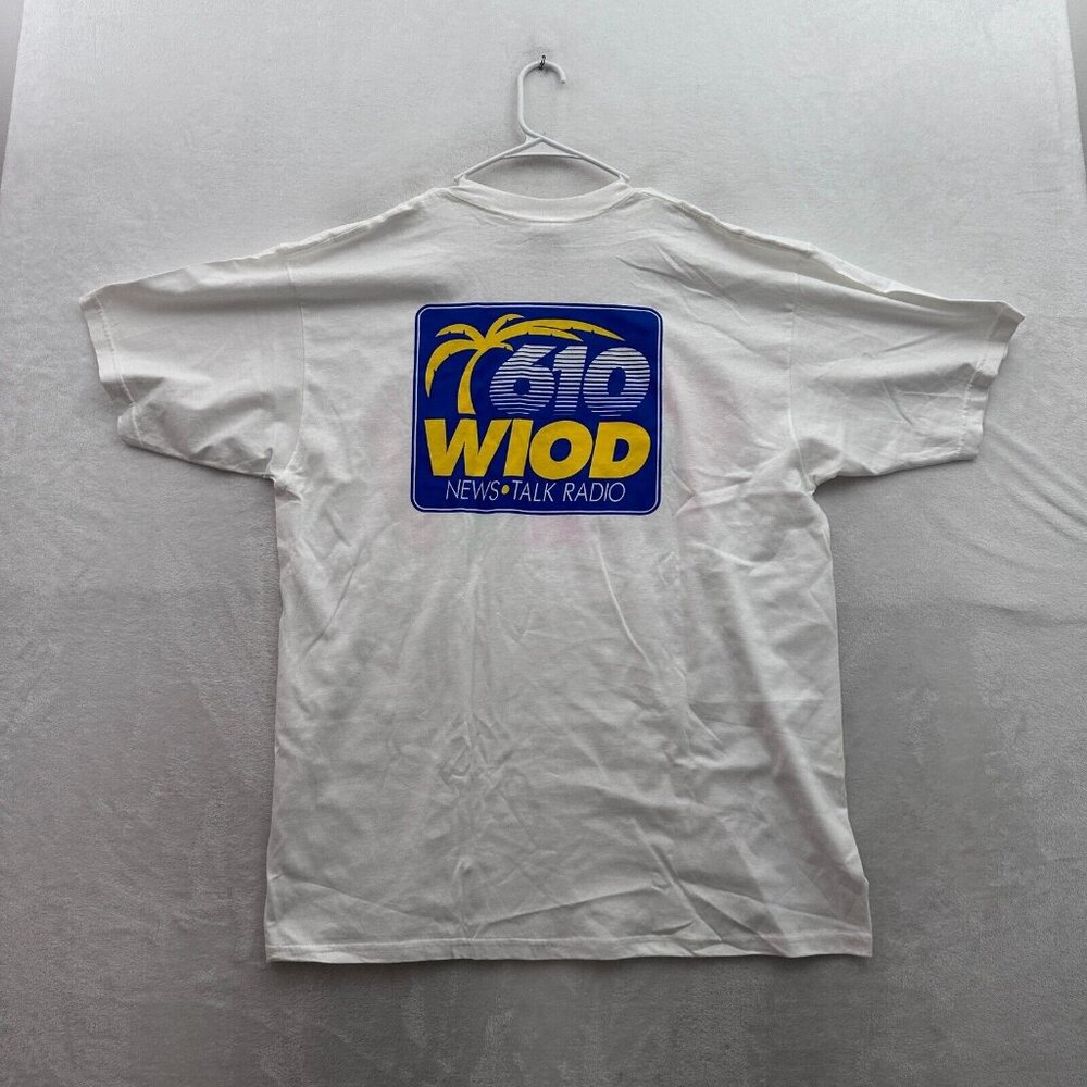 Vintage Lee T Shirt Mens XL White 610 WIOD News Talk Raido Promo 90s Retro - Picture 7 of 7